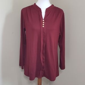 Burgundy top with faux buttons